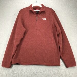 THE NORTH FACE Sweater Mens LARGE Gordon Lyons Fleece Quarter Zip Pullover Red